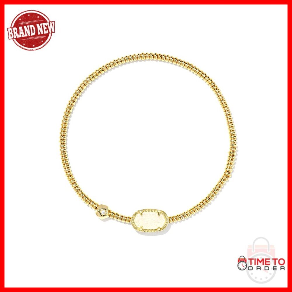 Gold Stretch Bracelet Elegant Minimal Chic Stackable Jewelry Drusy Quartz